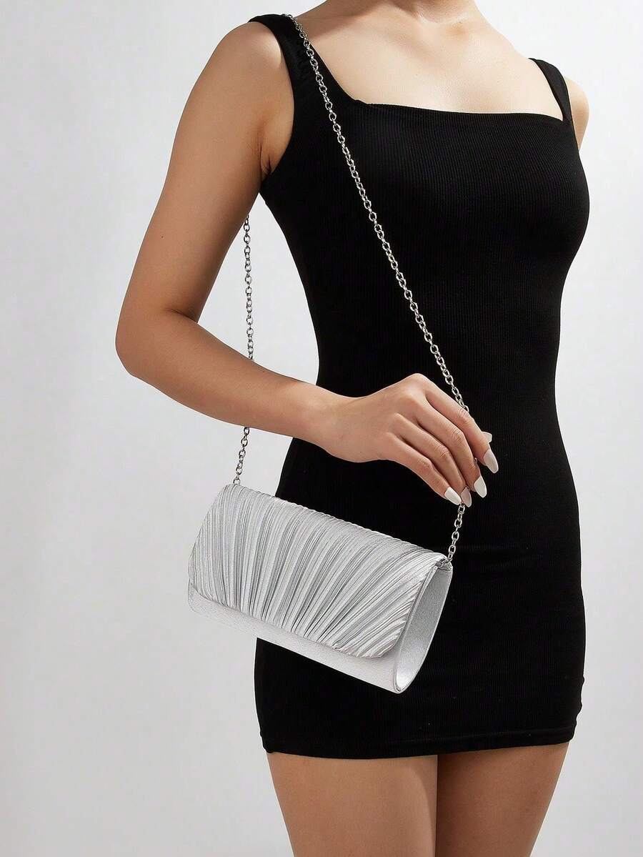 Womens Pleated Satin Mini Flap - огляд і ціна Mini Bag Evening Clutch