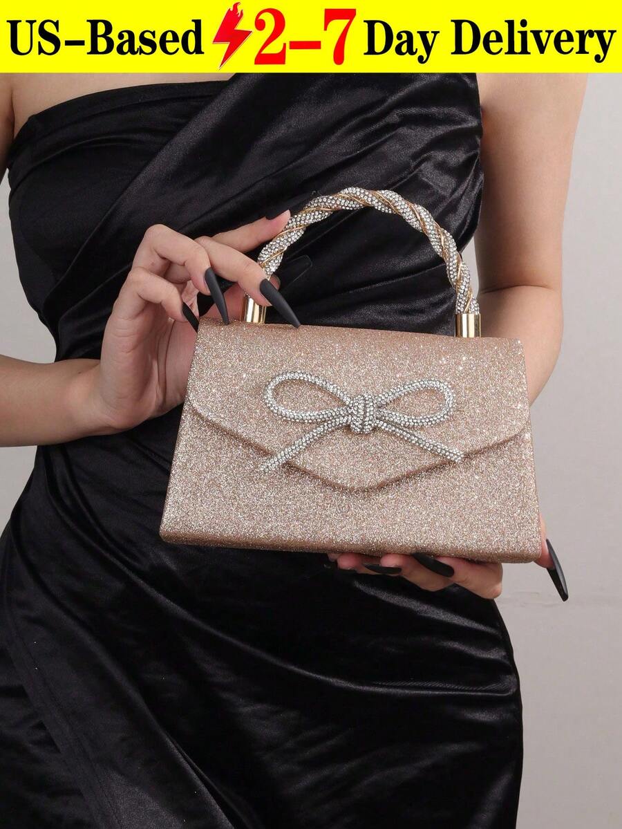 Glitter Rhinestone Bow Clutch  - огляд і ціна Mini Bag Evening Clutch
