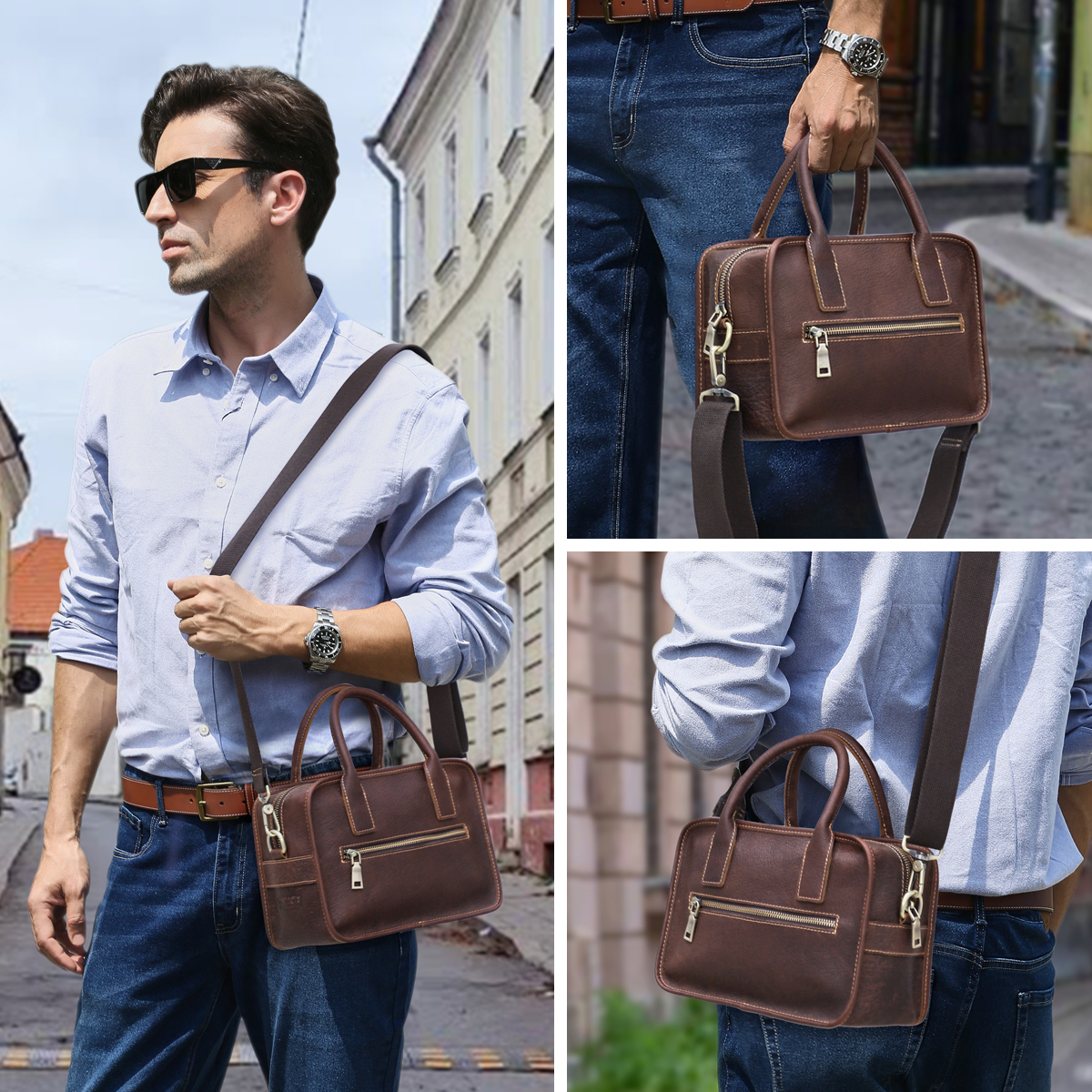CONTACT'S Genuine Leather Men  - огляд і ціна Luxury Bags Sling