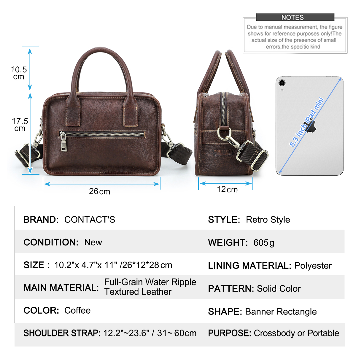 CONTACT'S Genuine Leather Men  - огляд і ціна Luxury Bags Sling